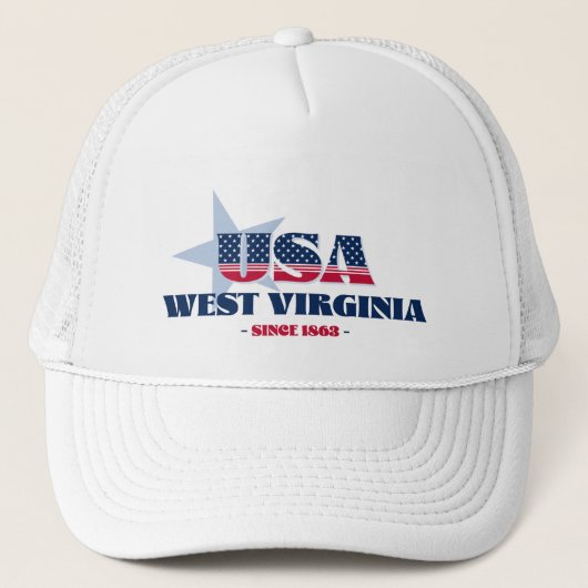Patriottische West Virginia typografie Trucker Hat Pet (Voorkant)