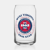 Patriottische West Virginia Typography Drinkware S Blikvorm Glas (Achterkant)
