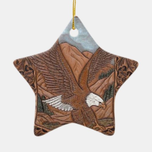 Patriottische Westerne lederen adelaar Keramisch Ornament (Voorkant)