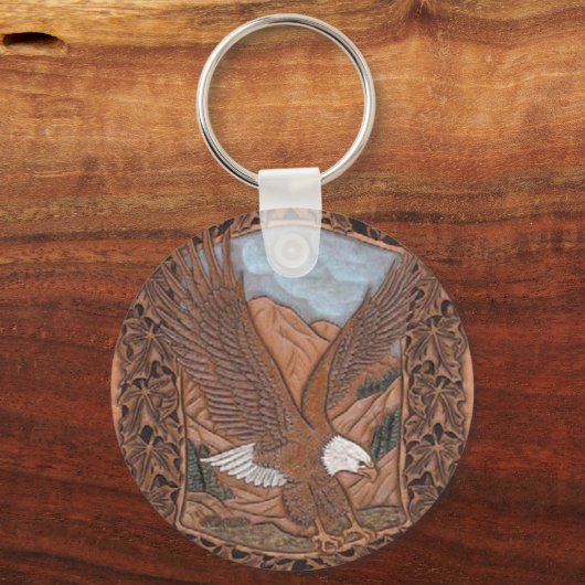 Patriottische Westerne lederen adelaar Sleutelhanger (Voorkant)