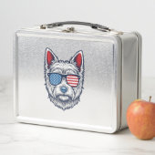Patriottische Westie-hond zonnebril vintage vector (In situ)