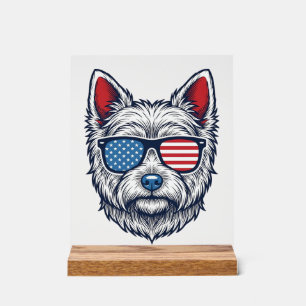 Patriottische Westie-hond zonnebril vintage vector Acryl Bord