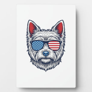 Patriottische Westie-hond zonnebril vintage vector Fotoplaat