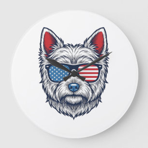 Patriottische Westie-hond zonnebril vintage vector Grote Klok