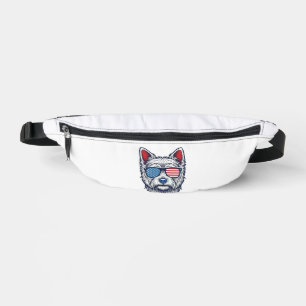 Patriottische Westie-hond zonnebril vintage vector Heuptasje