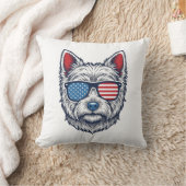 Patriottische Westie-hond zonnebril vintage vector Kussen (Deken)