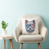 Patriottische Westie-hond zonnebril vintage vector Kussen (Stoel)