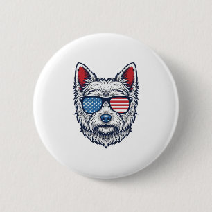 Patriottische Westie-hond zonnebril vintage vector Ronde Button 5,7 Cm