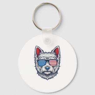 Patriottische Westie-hond zonnebril vintage vector Sleutelhanger
