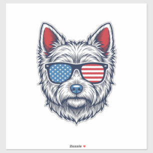 Patriottische Westie-hond zonnebril vintage vector Sticker