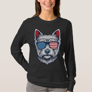 Patriottische Westie-hond zonnebril vintage vector T-shirt