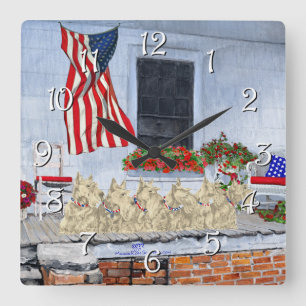 Patriottische Wheaten Schotse Terriers Vierkante Klok