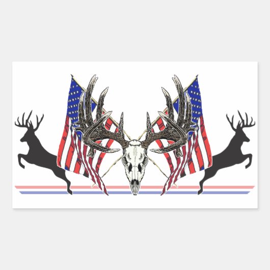Patriottische Whitetail Buck Rechthoekige Sticker (Voorkant)