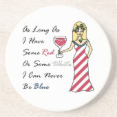 Patriottische wijn godin "rood of wit.. nooit blau zandsteen onderzetter (Voorkant)