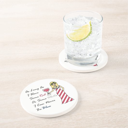 Patriottische wijn godin "rood of wit.. nooit blau zandsteen onderzetter (Zijkant)