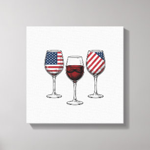 Patriottische wijnglazen vintage vector shirt ontw canvas afdruk