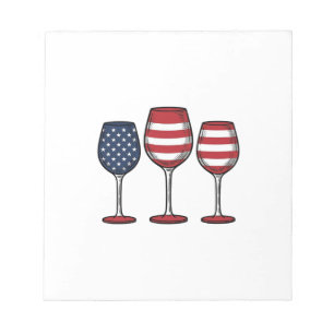 Patriottische wijnglazen vintage vector shirt ontw notitieblok
