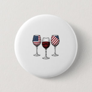 Patriottische wijnglazen vintage vector shirt ontw ronde button 5,7 cm