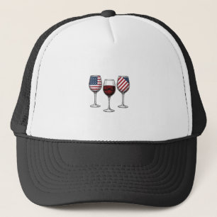 Patriottische wijnglazen vintage vector shirt ontw trucker pet