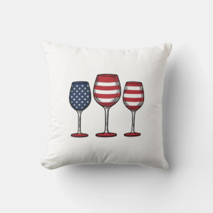 Patriottische wijnglazen Vintage Vector-shirtontwe Kussen