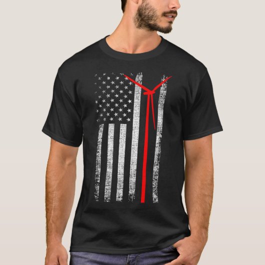 Patriottische Windturbine Technicus Amerikaanse Vl T-shirt (Voorkant)