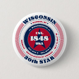 Patriottische Wisconsin Cirkel met State Details Ronde Button 5,7 Cm