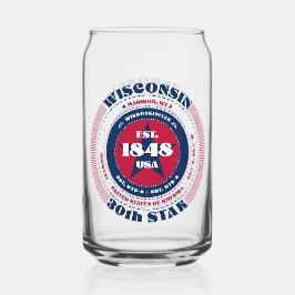 Patriottische Wisconsin Typography Drinkware Set Blikvorm Glas