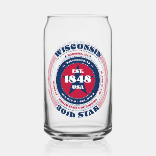 Patriottische Wisconsin Typography Drinkware Set Blikvorm Glas