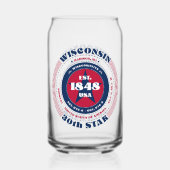 Patriottische Wisconsin Typography Drinkware Set Blikvorm Glas (Achterkant)