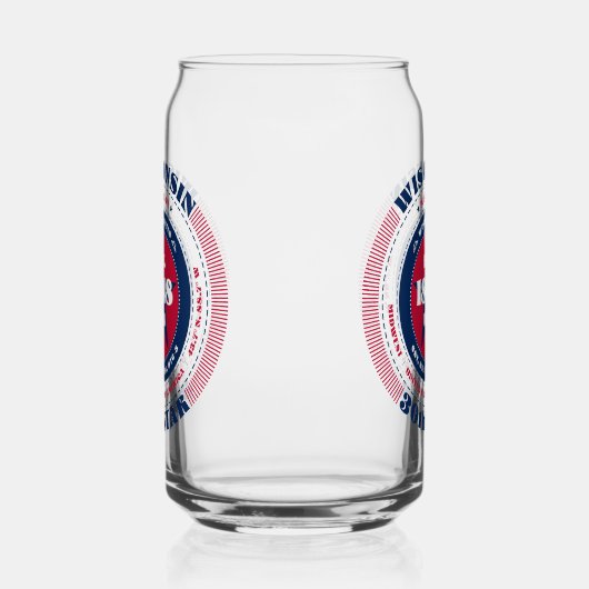 Patriottische Wisconsin Typography Drinkware Set Blikvorm Glas (Rechts)