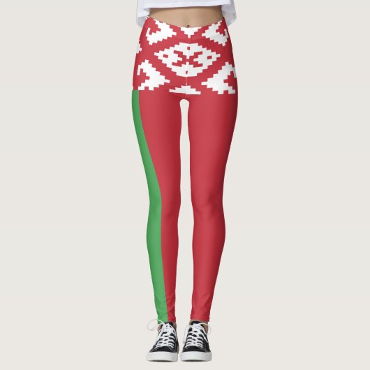 Patriottische Wit-Rood-Witte Vlag Leggings (Voorkant)