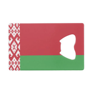 Patriottische Wit-Rood-Witte Vlag van Belarus Cred Creditkaart Flessenopener