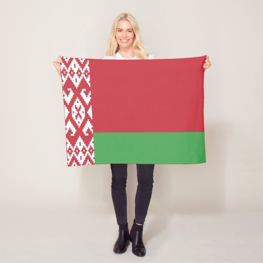 Patriottische Wit-Rood-Witte Vlag van Belarus Flee Fleece Deken (In situ)