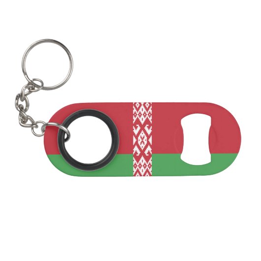 Patriottische Wit-Rood-Witte Vlag van Belarus Sleu Mini Flessenopener (Voorkant (Horizontaal))