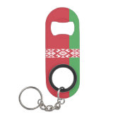 Patriottische Wit-Rood-Witte Vlag van Belarus Sleu Mini Flessenopener (Voorkant)