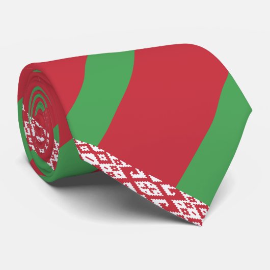 Patriottische Wit-Rood-Witte Vlag van Belarus Stropdas (Opgerold)