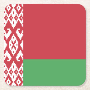 Patriottische Wit-Rood-Witte Vlag van Belarus Vier Kartonnen Onderzetters
