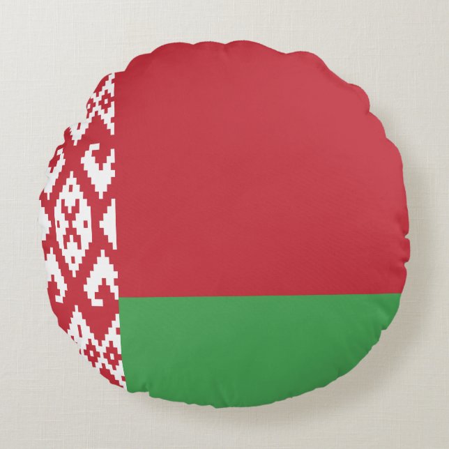 Patriottische Wit-Rood-Witte Vlag van Wit-Rusland  Rond Kussen (Voorkant)