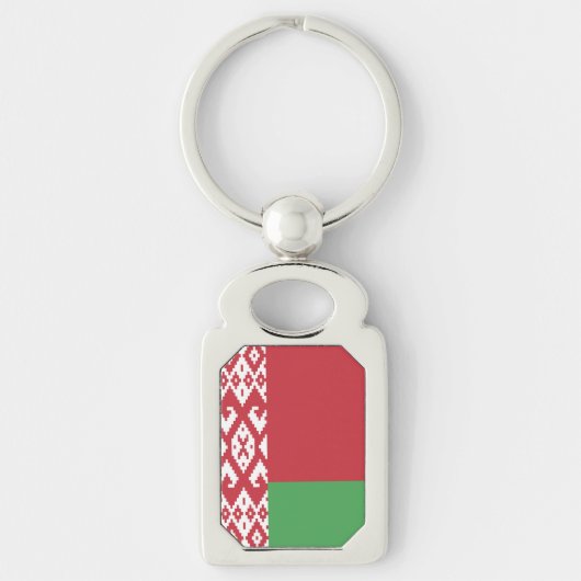 Patriottische Wit-Rood-Witte Vlag van Wit-Rusland  Sleutelhanger (Voorkant)