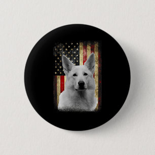 Patriottische Witte Duitse Herdershond Vlag Amerik Ronde Button 5,7 Cm