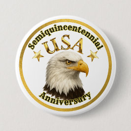 Patriottische witte en gouden Amerikaanse zeearend Ronde Button 7,6 Cm