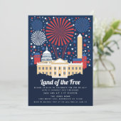 Patriottische Witte Huis Vuurwerk juli 4th Cookout Kaart (Staand voorkant)