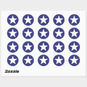 Patriottische witte ster op blauw ronde sticker (Vel)