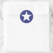 Patriottische witte ster op blauw ronde sticker (Tas)