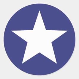 Patriottische witte ster op blauw ronde sticker