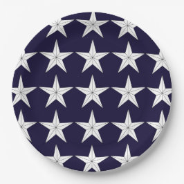 Patriottische witte sterren op blauw veld papier B Papieren Bordje