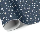 Patriottische witte sterren op marineblauw cadeaupapier (Rol Hoek)