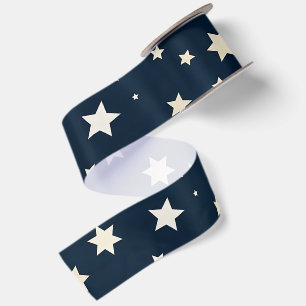 Patriottische witte sterren op marineblauw satijnen lint