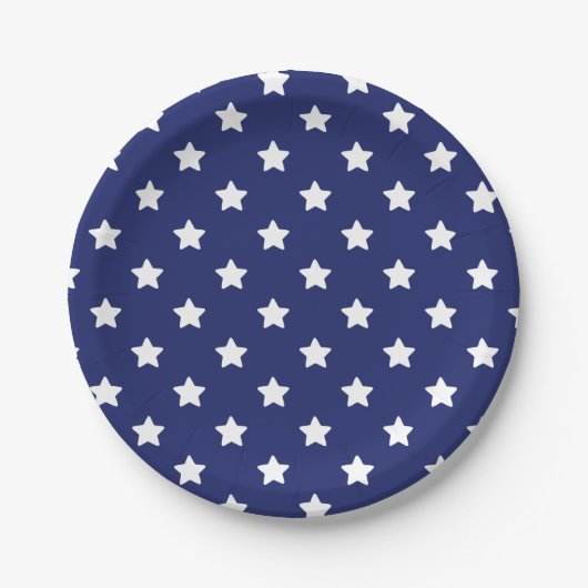 Patriottische witte sterren op Navy Blue Papieren Bordje (Voorkant)