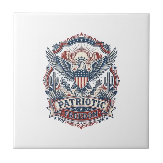 Patriottische woestijn Zuidwest trots vector grafi Tegeltje (Voorkant)